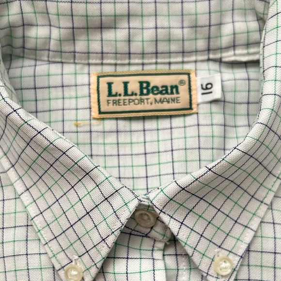 Vintage L.L. Bean Micro Plaid Pattern Casual Button Down Dress Shirt Men's Sz 16 - Picture 7 of 8